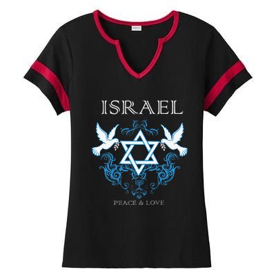 I Stand With Israel Peace Flag Women Ladies Halftime Notch Neck Tee