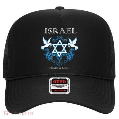 I Stand With Israel Peace Flag Women High Crown Mesh Back Trucker Hat