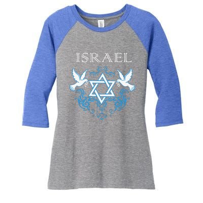 I Stand With Israel Peace Flag Women Women's Tri-Blend 3/4-Sleeve Raglan Shirt