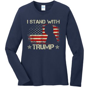 I Stand With Trump Pro Trump Supporter Free Trump Ladies Long Sleeve Shirt