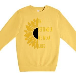 In September We Wear Gold Childhood Cancer Sunflower Premium Crewneck Sweatshirt