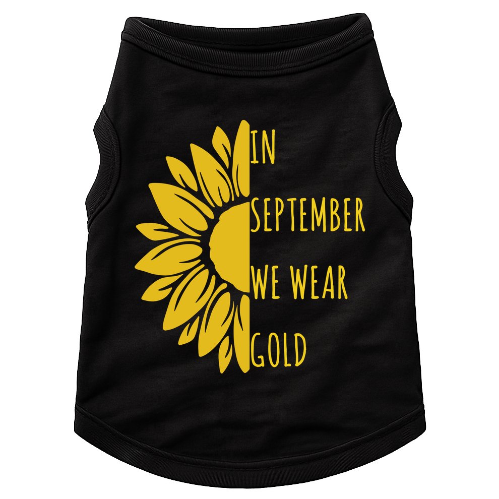 In September We Wear Gold Childhood Cancer Sunflower Doggie Tank