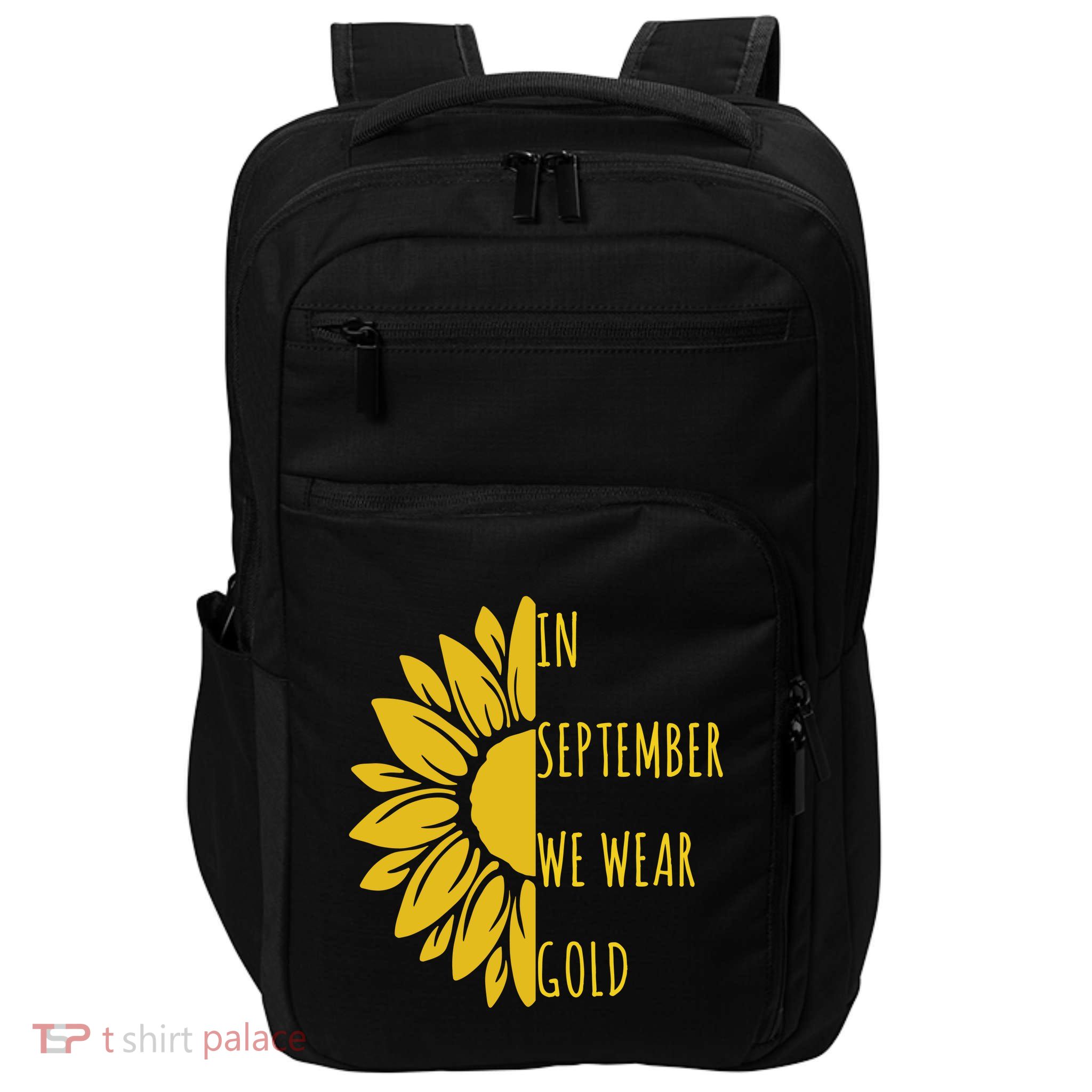 In September We Wear Gold Childhood Cancer Sunflower Impact Tech Backpack