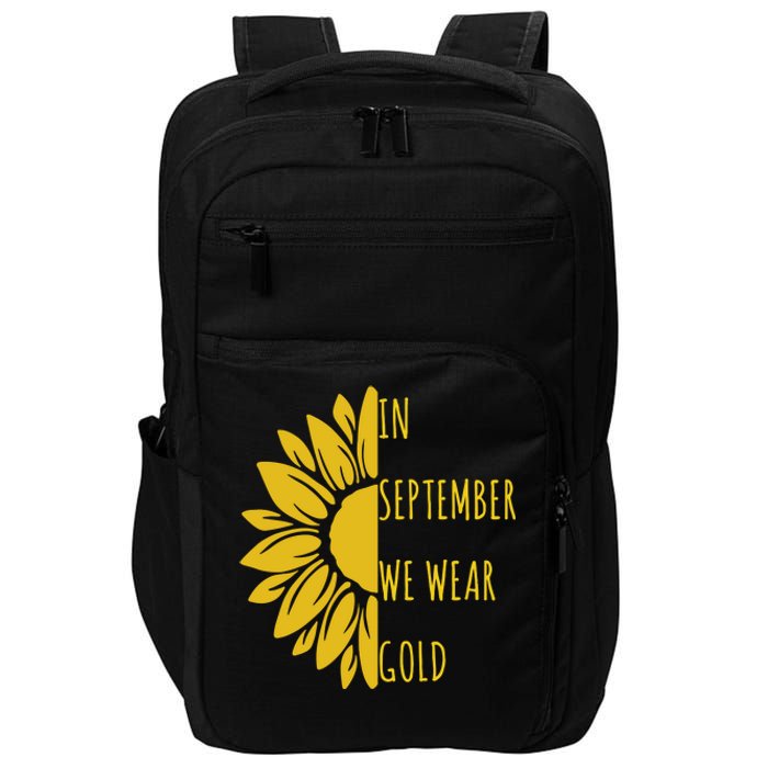 In September We Wear Gold Childhood Cancer Sunflower Impact Tech Backpack