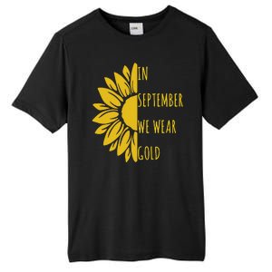 In September We Wear Gold Childhood Cancer Sunflower Tall Fusion ChromaSoft Performance T-Shirt