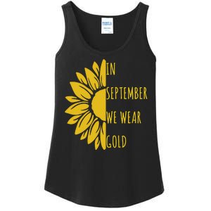 In September We Wear Gold Childhood Cancer Sunflower Ladies Essential Tank