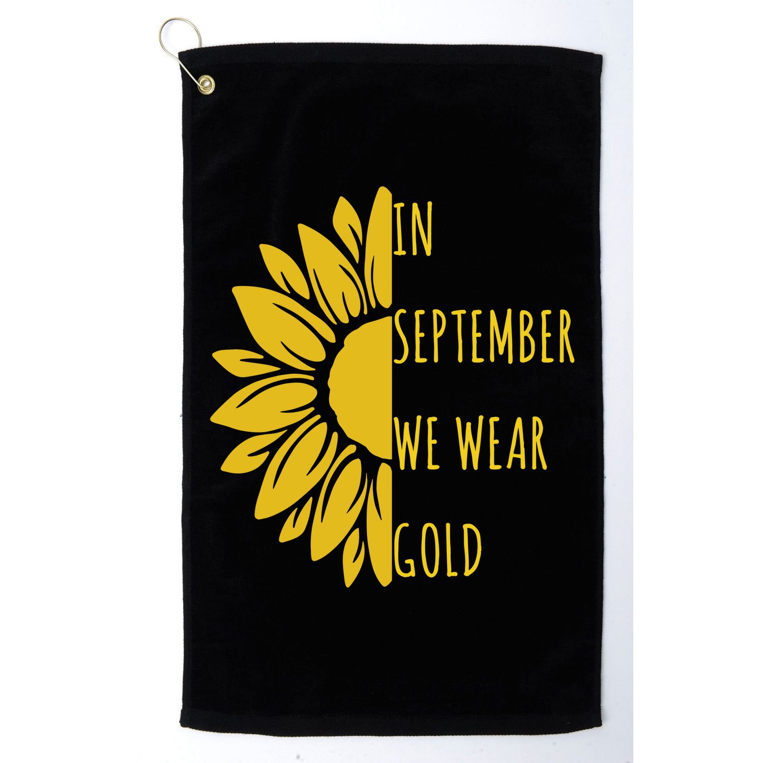 In September We Wear Gold Childhood Cancer Sunflower Golf Towel