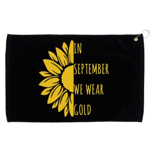 In September We Wear Gold Childhood Cancer Sunflower Grommeted Golf Towel