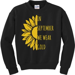 In September We Wear Gold Childhood Cancer Sunflower Kids Sweatshirt