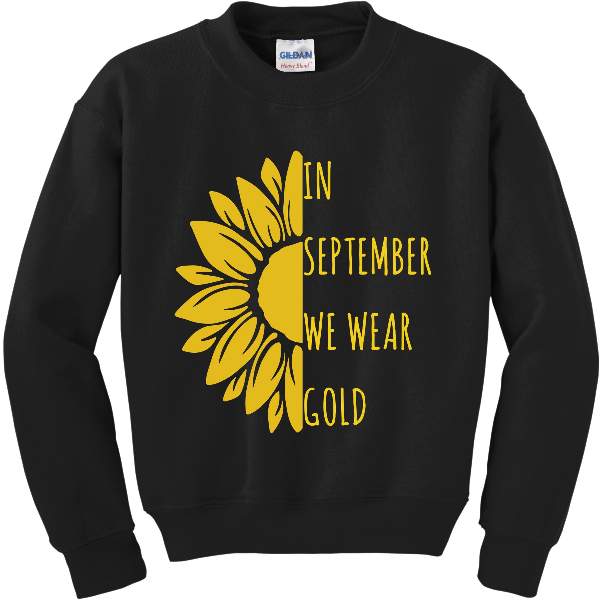 In September We Wear Gold Childhood Cancer Sunflower Kids Sweatshirt