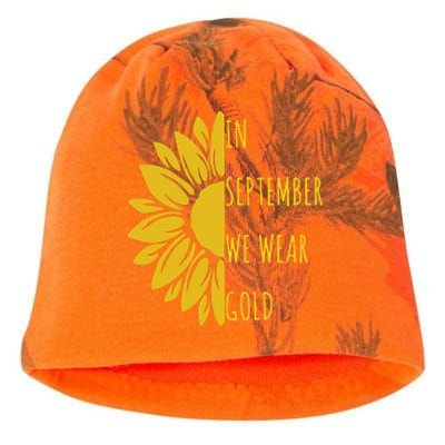 In September We Wear Gold Childhood Cancer Sunflower Kati - Camo Knit Beanie