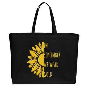 In September We Wear Gold Childhood Cancer Sunflower Cotton Canvas Jumbo Tote