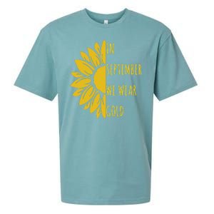 In September We Wear Gold Childhood Cancer Sunflower Sueded Cloud Jersey T-Shirt