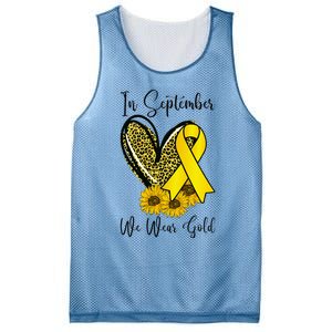 In September We Wear Gold Childhood Cancer Awareness Ribbon Mesh Reversible Basketball Jersey Tank