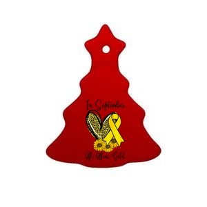 In September We Wear Gold Childhood Cancer Awareness Ribbon Ceramic Tree Ornament