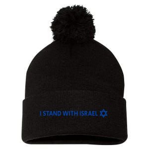 I Stand With Israel | Israeli Flag Jewish Star Of David Pom Pom 12in Knit Beanie