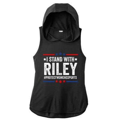 I Stand With Riley Gaines #ProtectWomensSports Ladies PosiCharge Tri-Blend Wicking Draft Hoodie Tank