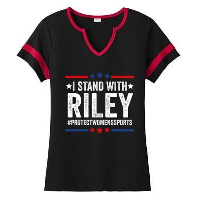 I Stand With Riley Gaines #ProtectWomensSports Ladies Halftime Notch Neck Tee