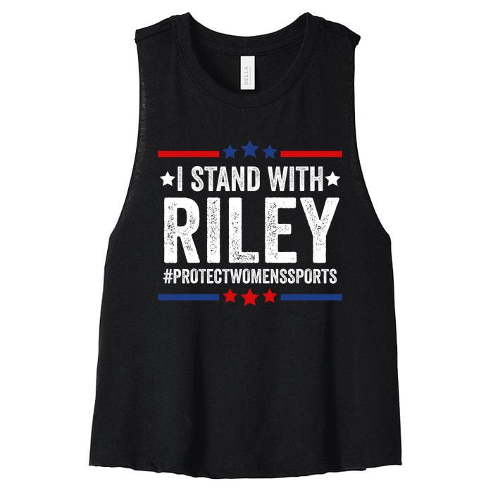 I Stand With Riley Gaines #ProtectWomensSports Women's Racerback Cropped Tank