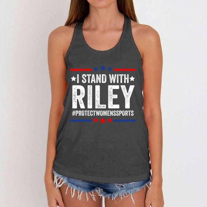 I Stand With Riley Gaines #ProtectWomensSports Women's Knotted Racerback Tank