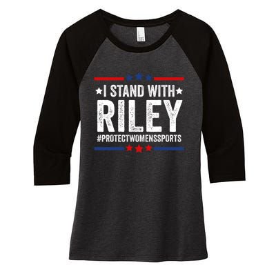 I Stand With Riley Gaines #ProtectWomensSports Women's Tri-Blend 3/4-Sleeve Raglan Shirt