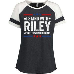 I Stand With Riley Gaines #ProtectWomensSports Enza Ladies Jersey Colorblock Tee