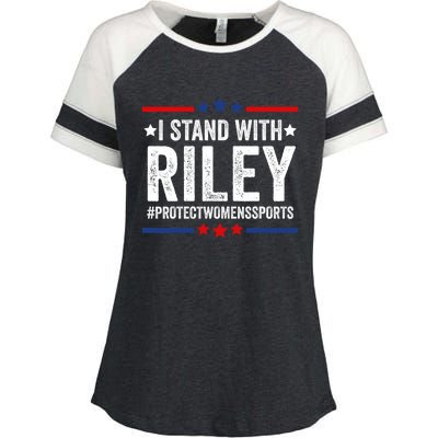 I Stand With Riley Gaines #ProtectWomensSports Enza Ladies Jersey Colorblock Tee