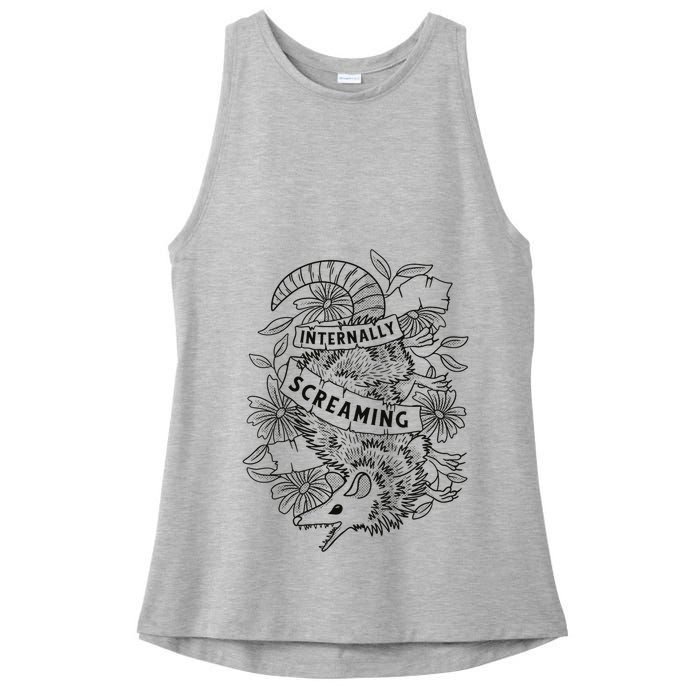 Internally Screaming Weird Sarcastic Funny Opossum Possum Ladies PosiCharge Tri-Blend Wicking Tank
