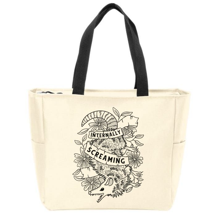 Internally Screaming Weird Sarcastic Funny Opossum Possum Zip Tote Bag