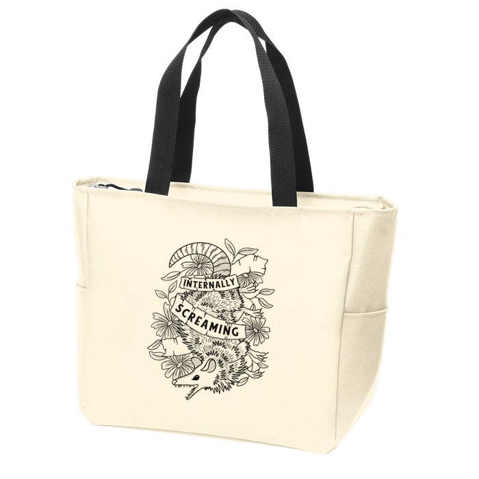 Internally Screaming Weird Sarcastic Funny Opossum Possum Zip Tote Bag