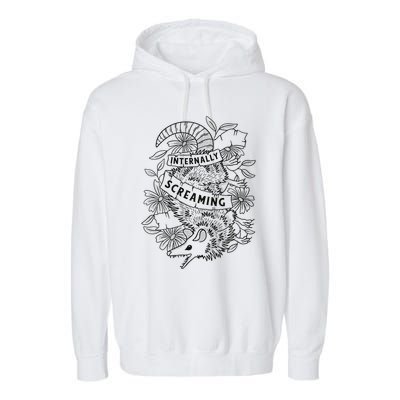 Internally Screaming Weird Sarcastic Funny Opossum Possum Garment-Dyed Fleece Hoodie
