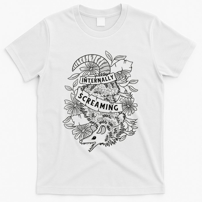 Internally Screaming Weird Sarcastic Funny Opossum Possum T-Shirt
