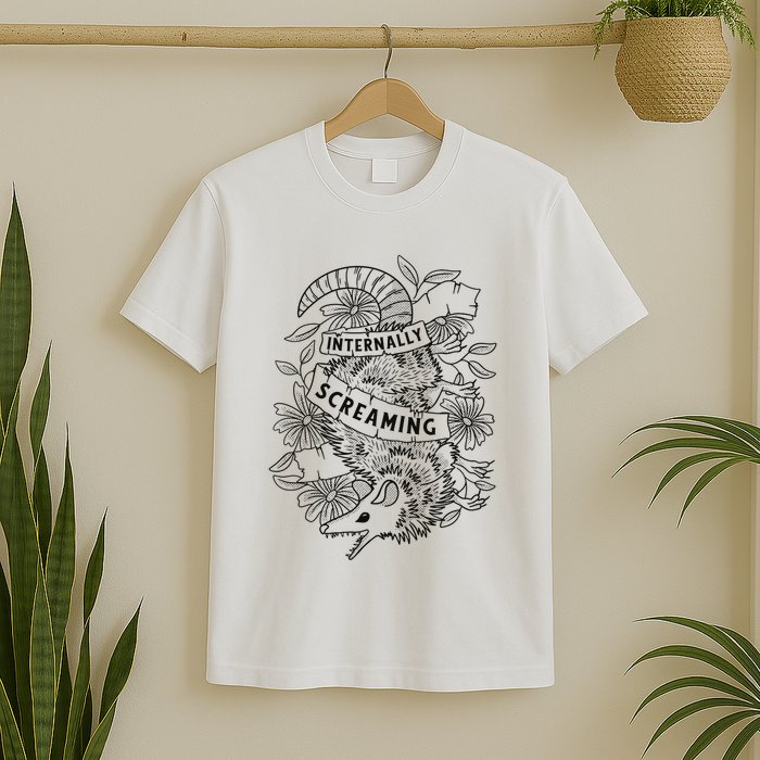Internally Screaming Weird Sarcastic Funny Opossum Possum T-Shirt