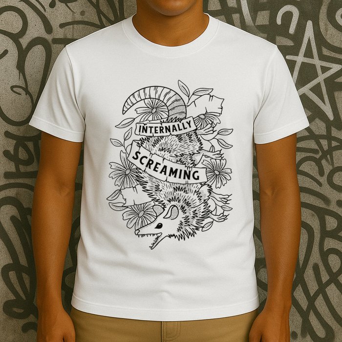 Internally Screaming Weird Sarcastic Funny Opossum Possum T-Shirt