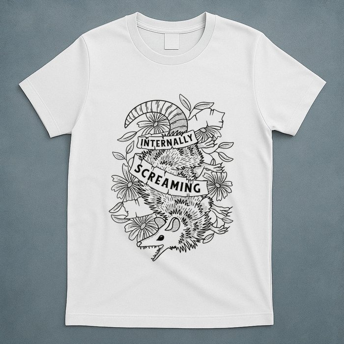Internally Screaming Weird Sarcastic Funny Opossum Possum T-Shirt