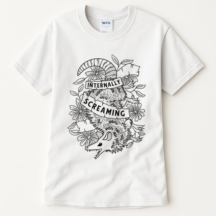 Internally Screaming Weird Sarcastic Funny Opossum Possum Tall T-Shirt