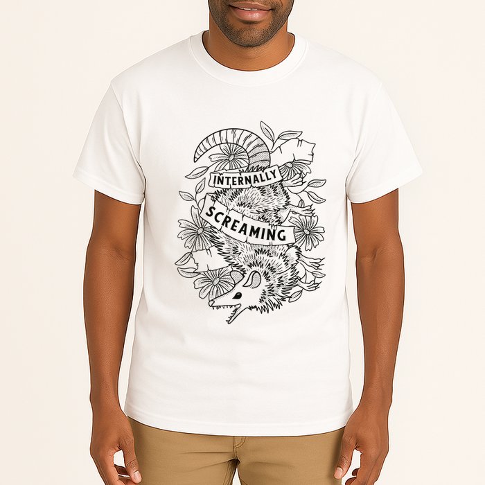Internally Screaming Weird Sarcastic Funny Opossum Possum Tall T-Shirt