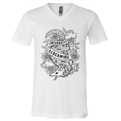 Internally Screaming Weird Sarcastic Funny Opossum Possum V-Neck T-Shirt