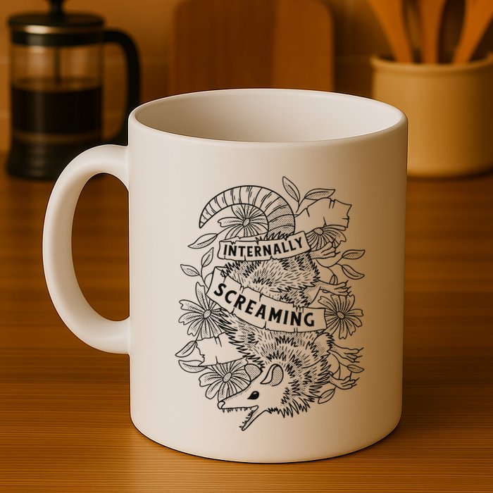 Internally Screaming Weird Sarcastic Funny Opossum Possum Mug