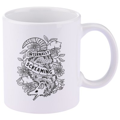 Internally Screaming Weird Sarcastic Funny Opossum Possum 11oz C Handle Ceramic Mug