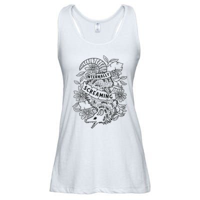 Internally Screaming Weird Sarcastic Funny Opossum Possum Ladies Essential Flowy Tank