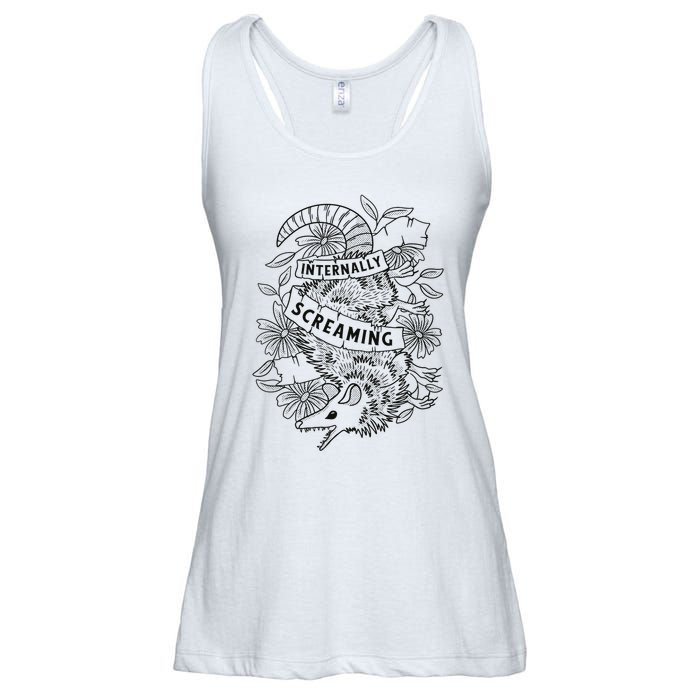 Internally Screaming Weird Sarcastic Funny Opossum Possum Ladies Essential Flowy Tank