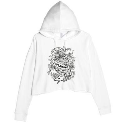 Internally Screaming Weird Sarcastic Funny Opossum Possum Crop Fleece Hoodie