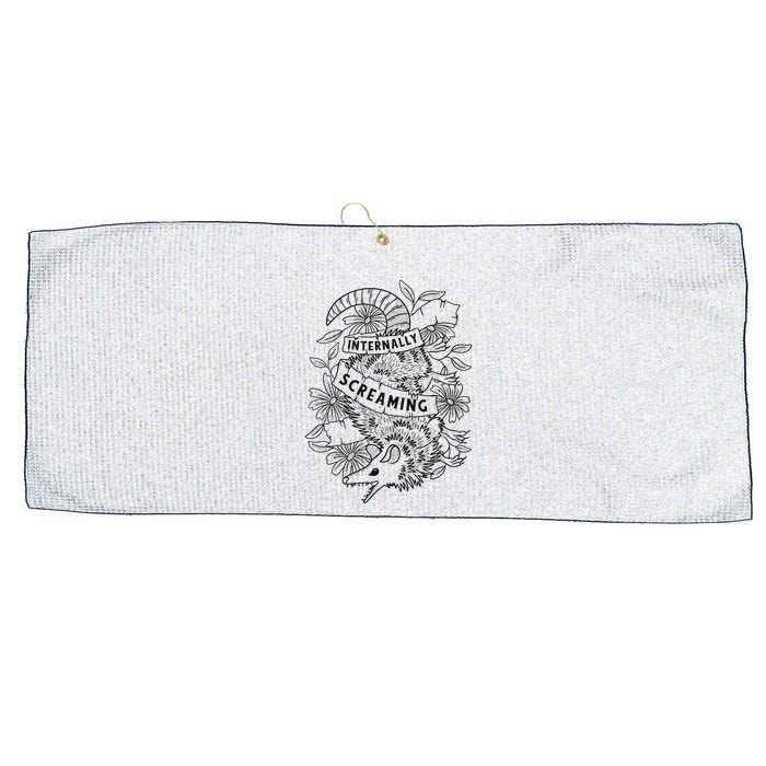 Internally Screaming Weird Sarcastic Funny Opossum Possum Large Microfiber Waffle Golf Towel
