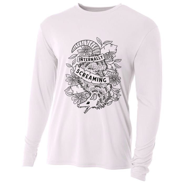 Internally Screaming Weird Sarcastic Funny Opossum Possum Cooling Performance Long Sleeve Crew