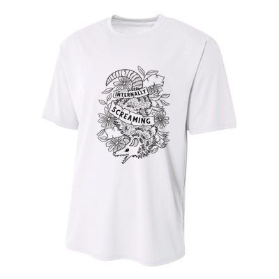 Internally Screaming Weird Sarcastic Funny Opossum Possum Youth Performance Sprint T-Shirt