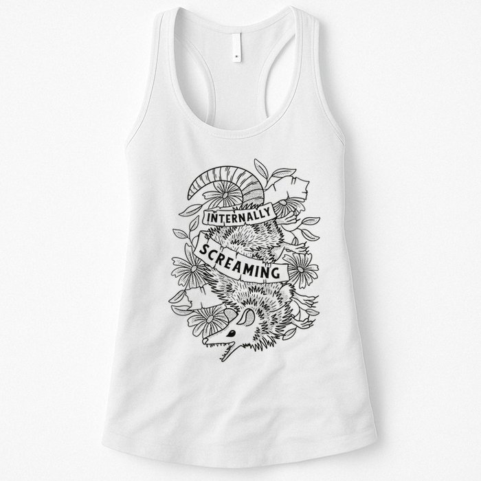 Internally Screaming Weird Sarcastic Funny Opossum Possum Womens Tank Top