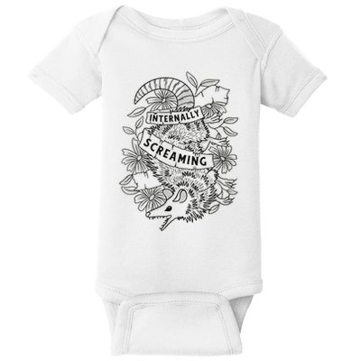Internally Screaming Weird Sarcastic Funny Opossum Possum Baby Bodysuit