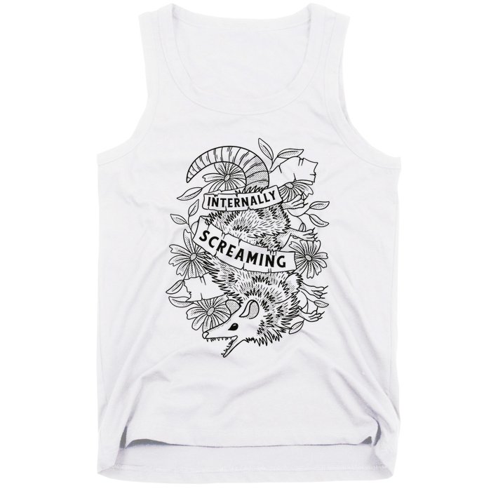 Internally Screaming Weird Sarcastic Funny Opossum Possum Tank Top