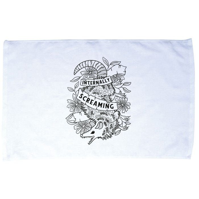 Internally Screaming Weird Sarcastic Funny Opossum Possum Microfiber Hand Towel